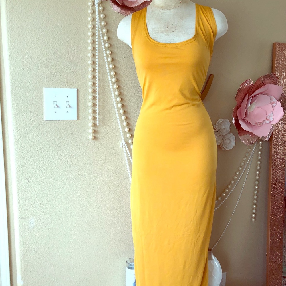 Mustard color maxi dress